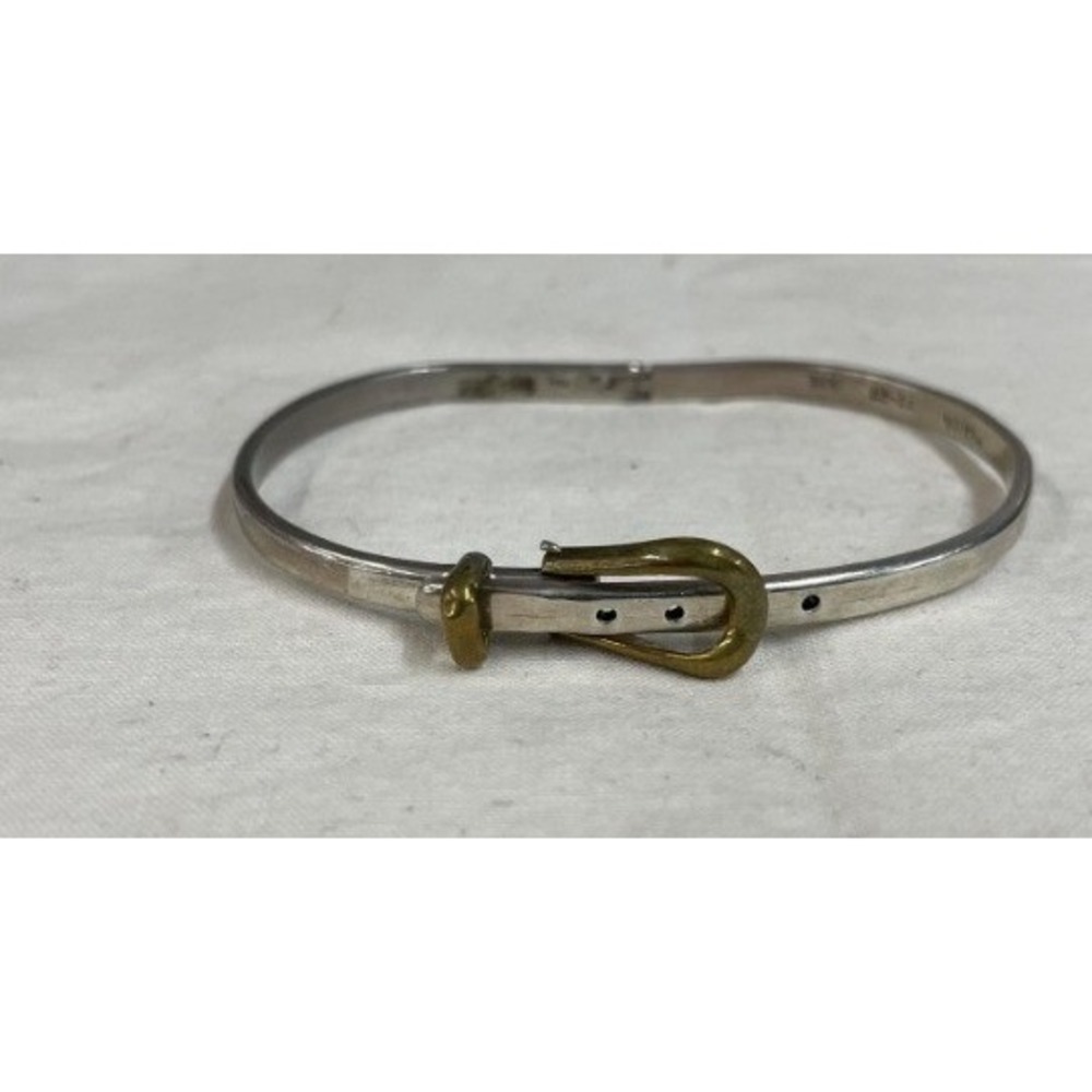 Vintage Taxco Mexico 925 Sterling Silver BeltBuckle Hinged Bangle Bracelet TG-68